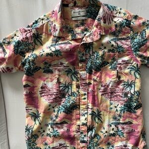 Billabong Pink and Green Casual Button Down Shirt